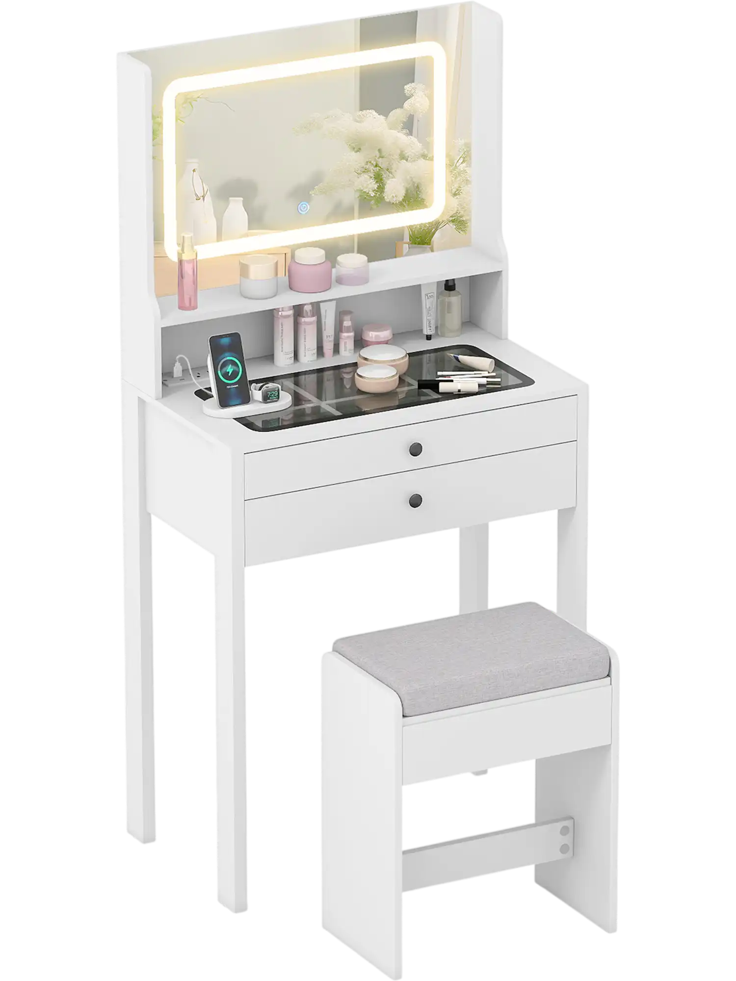 Costway Small Vanity Desk Mirror Lights Bedroom 65027068 New