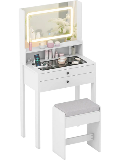 Costway Small Vanity Desk Mirror Lights Bedroom 65027068 New