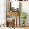 Small Vanity Desk with Mirror and Lights for Bedroom-Natural - Gallery View 1 of 10