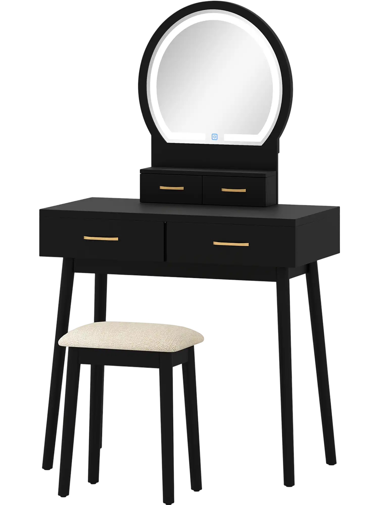Costway Small Vanity Makeup Dressing Table Set LED Lighted Mirror Cushioned Stool 376192485 New