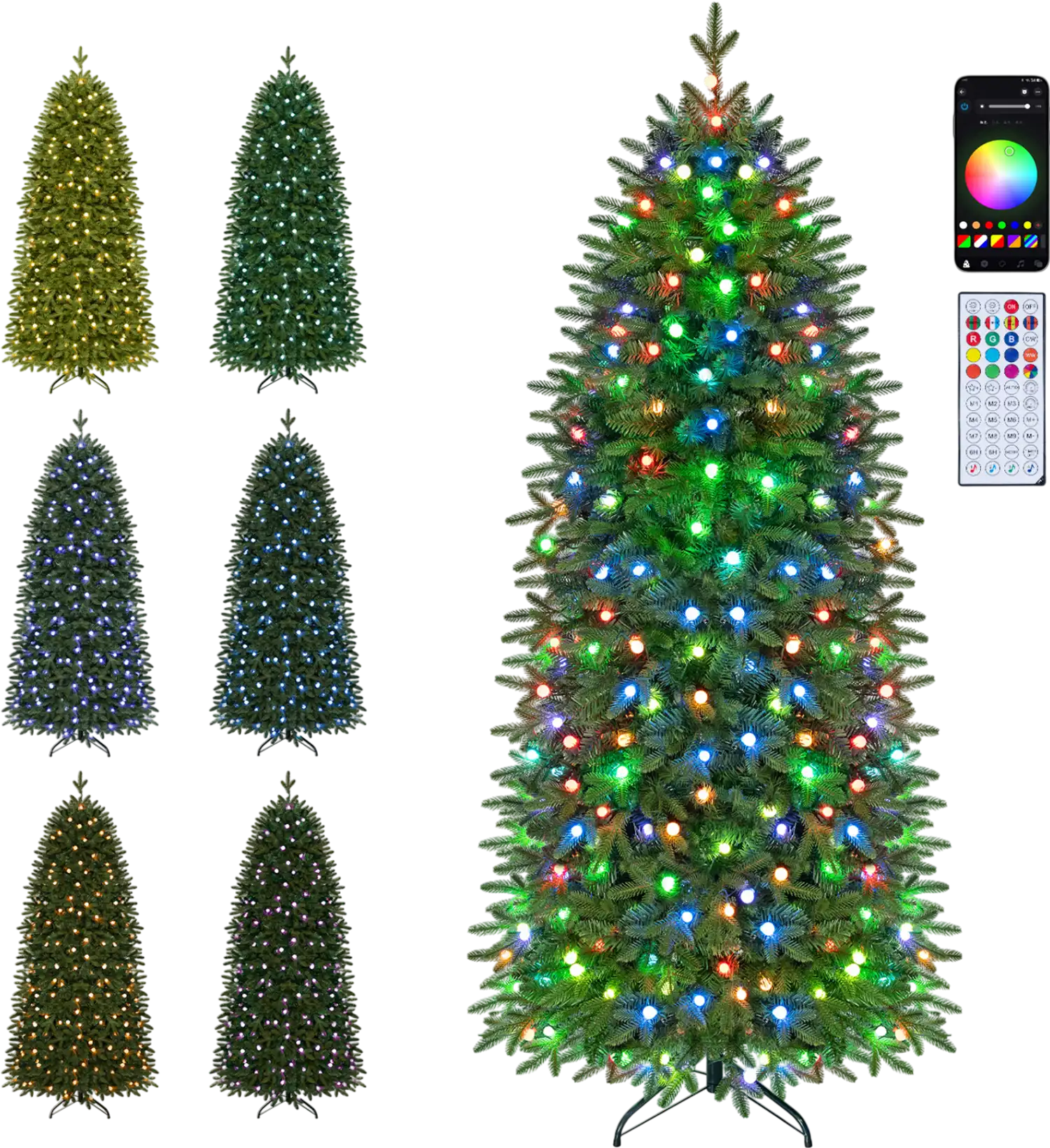 Costway Smart Pencil Christmas Tree Pre-Lit RGB LED 50729563 New