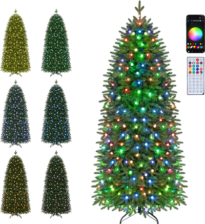 Costway Smart Pencil Christmas Tree Pre-Lit RGB LED 50729563 New