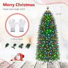 Smart 6.2 ft pencil Christmas tree with 220 RGB LED lights, remote control, and gloves for easy assembly and festive decor.