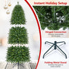7.4 FT Smart Pencil Christmas Tree with 280 RGB LED lights, hinged branches, and folding metal stand for easy setup.