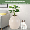 Smart plant cat litter box in beige with electronic odor removal, stylish design for home decor and easy installation.