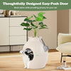 Smart Plant Cat Litter Box in beige with easy-push door and electronic odor removal, designed for cat privacy and home.