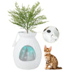 Smart plant cat litter box in white with electronic odor removal, featuring a detachable door curtain and durable ABS.