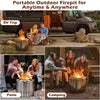 Smokeless stainless steel fire pit with ash pan, perfect for camping and patio use, featuring a 360° heating design.