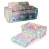 Colorful 2-in-1 flip-out kids sofa chair with glowing patterns, ergonomic design, and detachable flannel cover for.