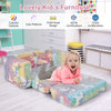 Colorful 2-in-1 flip-out kids sofa chair with detachable flannel cover, ideal for playrooms and bedrooms.