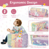 Kids sofa chair with ergonomic backrest, flannel cover, and glowing patterns, perfect for playrooms and bedrooms.