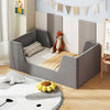 Soft Velvet Fabric Toddler Bed Frame with Safety Rails-Gray - Gallery View 1 of 10