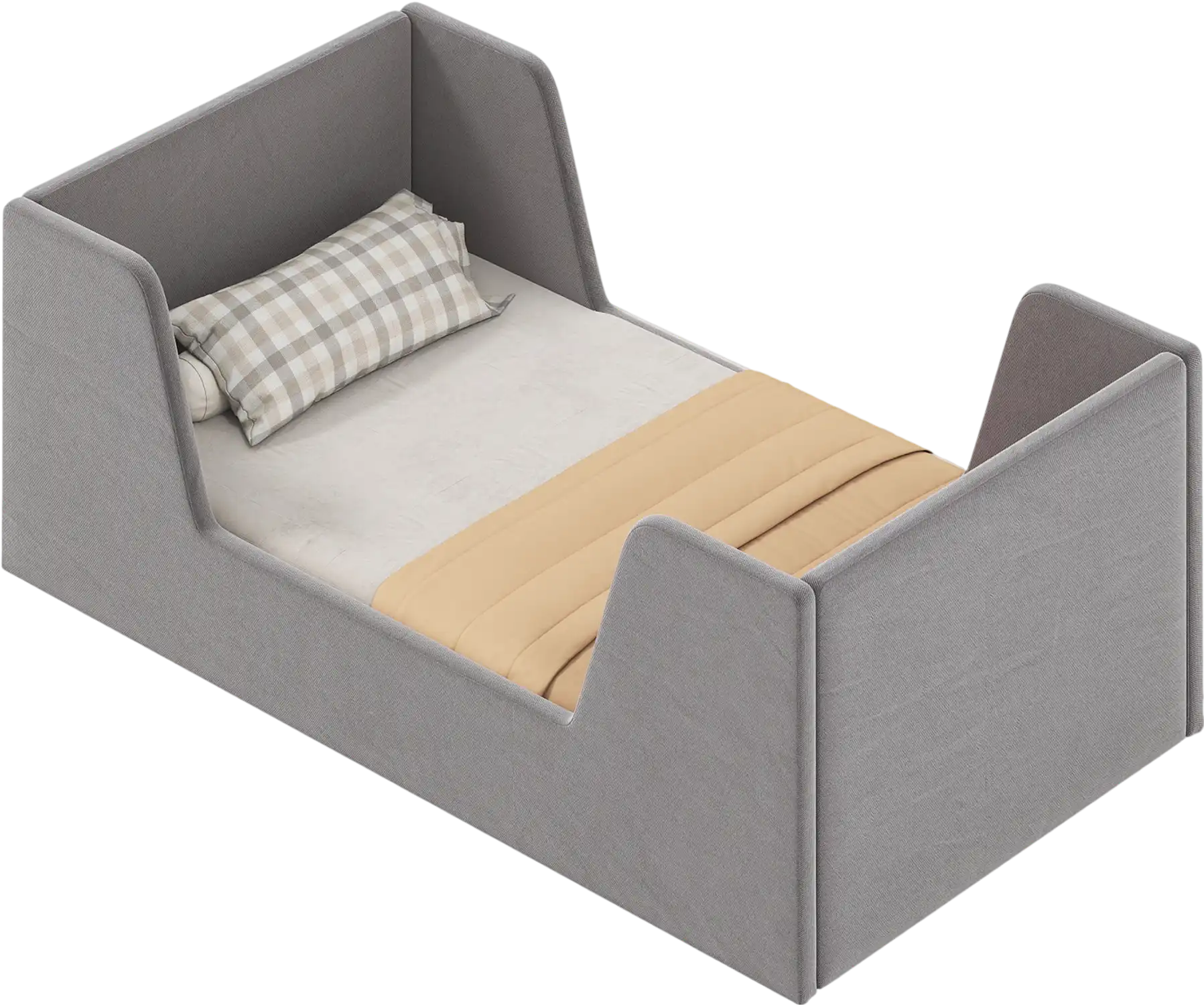 Costway Soft Velvet Toddler Bed Frame with Safety Rails 71858907 New