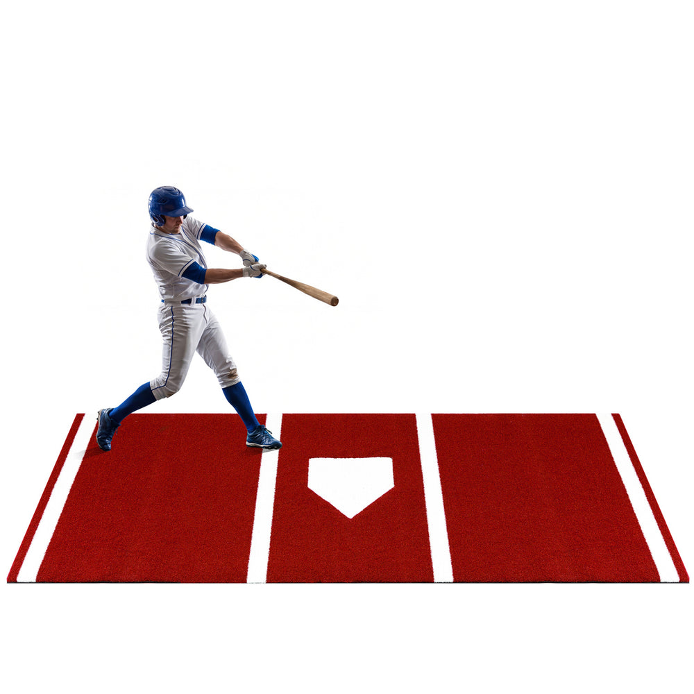 Softball pitching mat 10 x 3 feet with realistic design, non-slip backing, and integrated pitching plate for training.