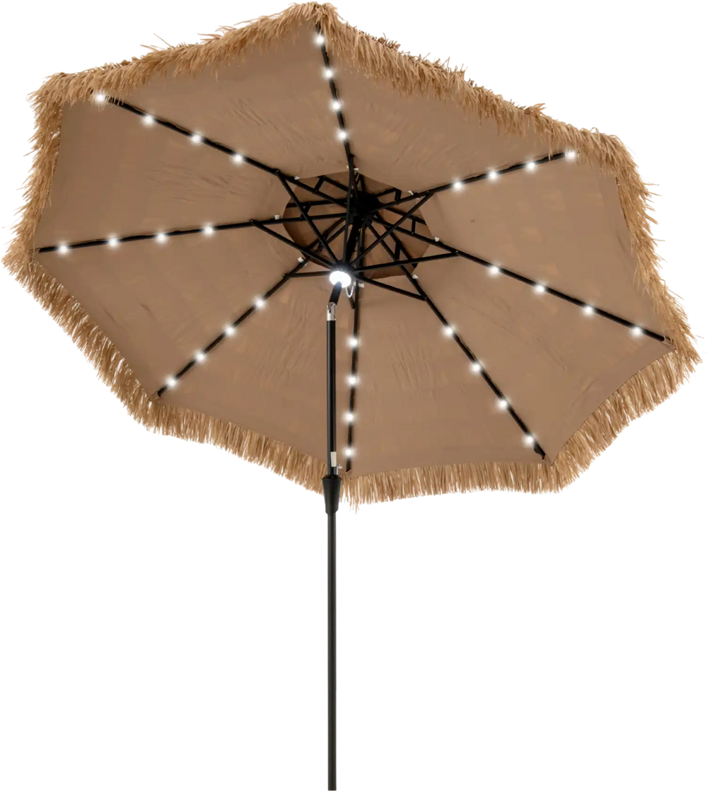 10 Feet Hawaiian Style Solar Lighted Thatched Tiki Patio Umbrella