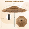 Dimensions of the 10 Feet Hawaiian Style Solar Lighted Thatched Tiki Patio Umbrella with a 9.5 ft height and 10 ft.