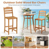 Solid acacia wood bar stools with slatted design, built-in footrest, perfect for outdoor patios and decks.