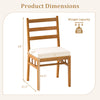 Solid acacia wood patio chair with white padded seat, featuring slatted design and curved backrest for outdoor comfort.