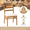 Solid acacia wood patio chair with white cushion, featuring a curved backrest and slatted seat for outdoor comfort.