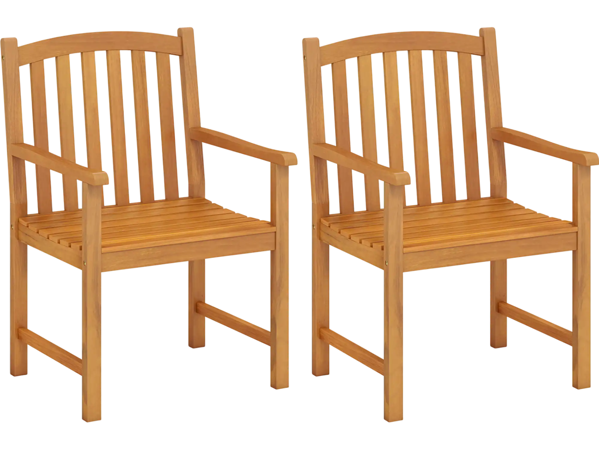 Costway Solid Acacia Wood Patio Dining Chairs Set of 2 Slatted Seat Inclined Backrest 79315891 New