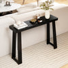 Black solid rubber wood console table with a 43" x 12" tabletop, ideal for entryways or hallways.
