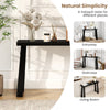 Black solid rubber wood console table with a 43" x 12" tabletop, perfect for entryways and living rooms.