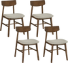 Set of 4 solid rubber wood dining chairs with curved backrest and breathable linen upholstery for stylish comfort.