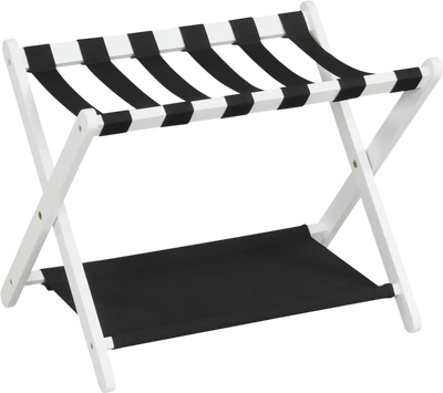 Costway Solid Rubberwood Folding Luggage Rack Nylon Shelves 38779363 New