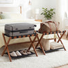 Solid Rubberwood Folding Luggage Rack with Nylon Shelves Set of 2-Brown - Gallery View 1 of 8