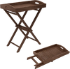 Solid Teak Wood Tray Table with Removable Tray Top for Patio and Garden