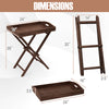 Solid teak wood tray table with removable top, featuring foldable design and convenient handles for outdoor use.