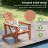 Solid wood Adirondack chair with high backrest and wide armrests, designed for comfort and durability in outdoor.