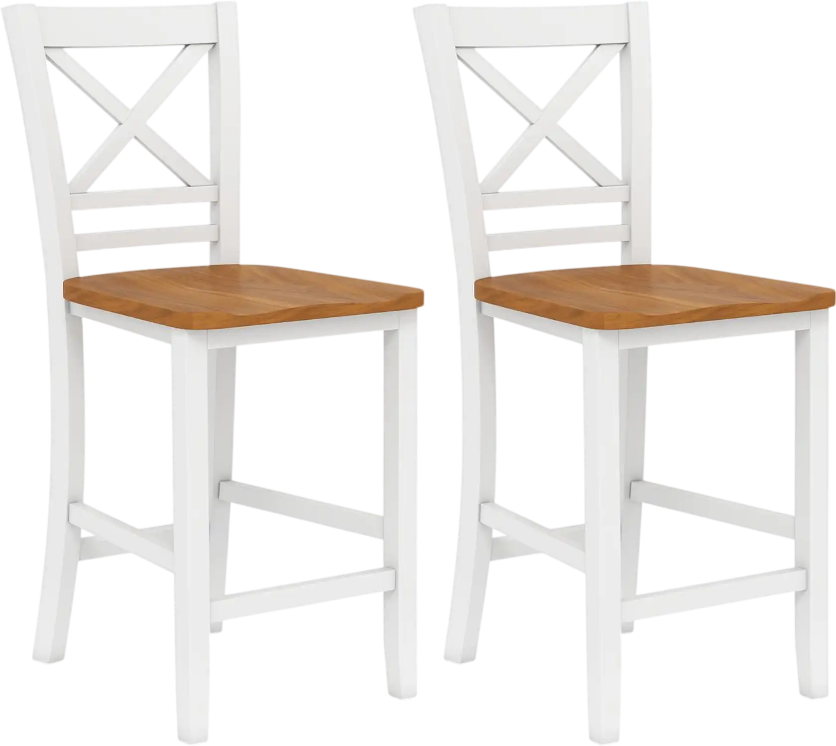 Costway Solid Wood Bar Stools Set of 2 Cross Back Rubber Wood Frame 41257775 New