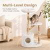 Multi-level solid wood cat tree with real branches, scratching posts, and a cozy bed for climbing and lounging.