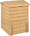 Solid Wood Compost Bin with Lockable Sliding Door and Flip-top Opening for Garden