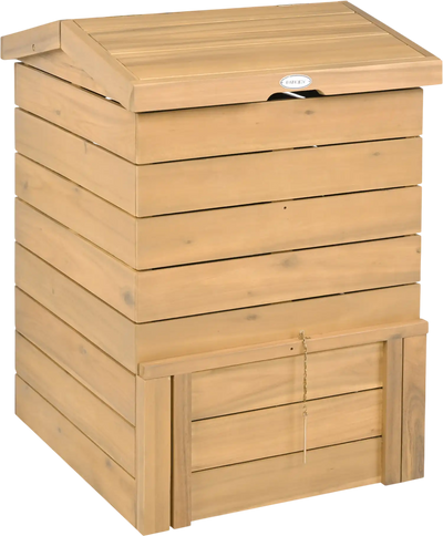 Costway Solid Wood Compost Bin Lockable Sliding Door Flip-Top Garden 46811502 New