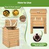 Solid wood compost bin with flip-top opening and sliding door, made from natural acacia wood for efficient gardening.