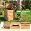 Solid wood compost bin with cut-out handles and dual openable lids, made from natural acacia wood for convenient.