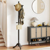 Solid Wood Hall Tree with 11 Hooks and 3 Height Options for Entryway-Black - Gallery View 1 of 11