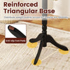 Reinforced triangular base with anti-slip foot pads for stability, supporting a solid wood hall tree in black.