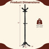 Solid wood hall tree in black with 11 hooks, 72" height, and tri-legged base for stable entryway organization.