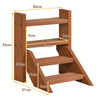 Solid wood plant stand with 4 tiers, waterproof finish, ideal for displaying potted plants on tabletops or windowsills.