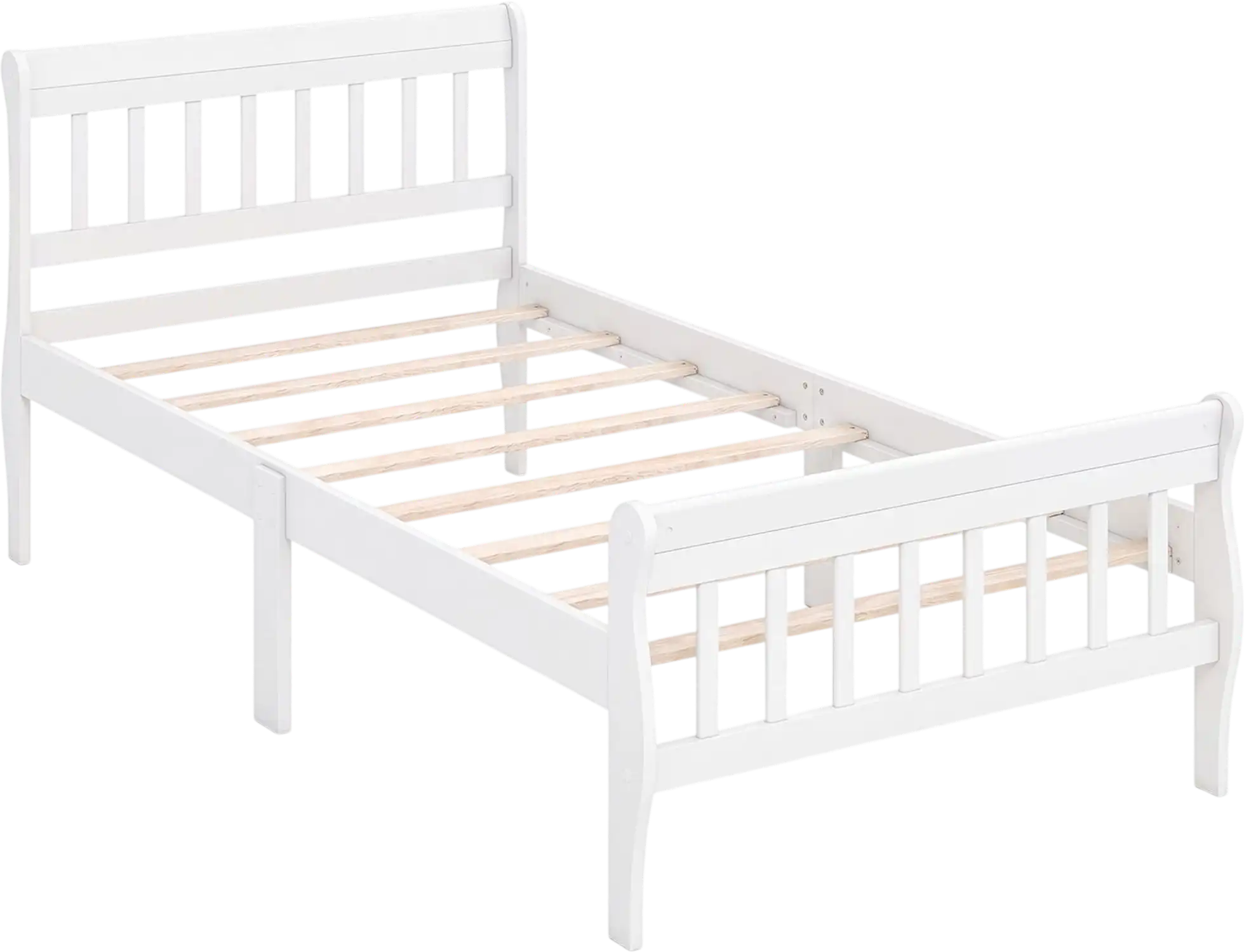 Costway Solid Wood Platform Bed Frame White Wood Slat Support 12057330 New