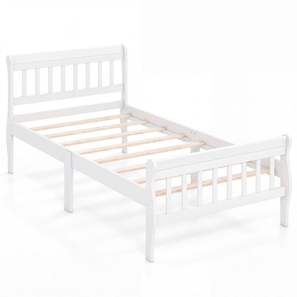 Solid Wood Platform Bed Frame with Wood Slat Support White-Twin Size - Gallery View 1 of 1