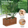 Solid wood raised garden bed with slat design, treated with teak oil, ideal for flowers and vegetables in outdoor.