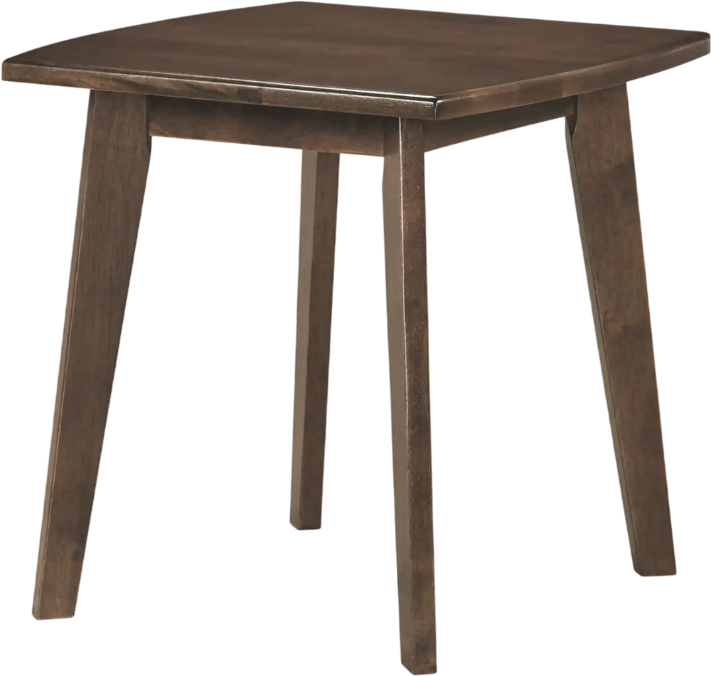 Solid wood side table with a thickened square top and curved edges in walnut finish, perfect for lamps and snacks.