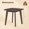 Square solid wood side table with thickened top and curved edges, walnut finish, measuring 17"x17", ideal for any space.