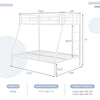White metal slatted bed frame with safety guardrails and ladder, designed for teens and adults, no box spring needed.