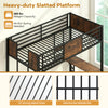 Space-saving twin loft bed with safety guardrail, heavy-duty slatted platform, and built-in desk for versatile storage.