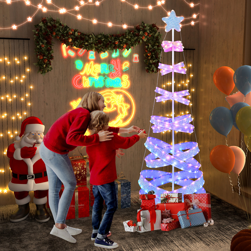 7 feet outdoor spiral Christmas tree with 341 LED lights, perfect for festive decorations at parties and events.